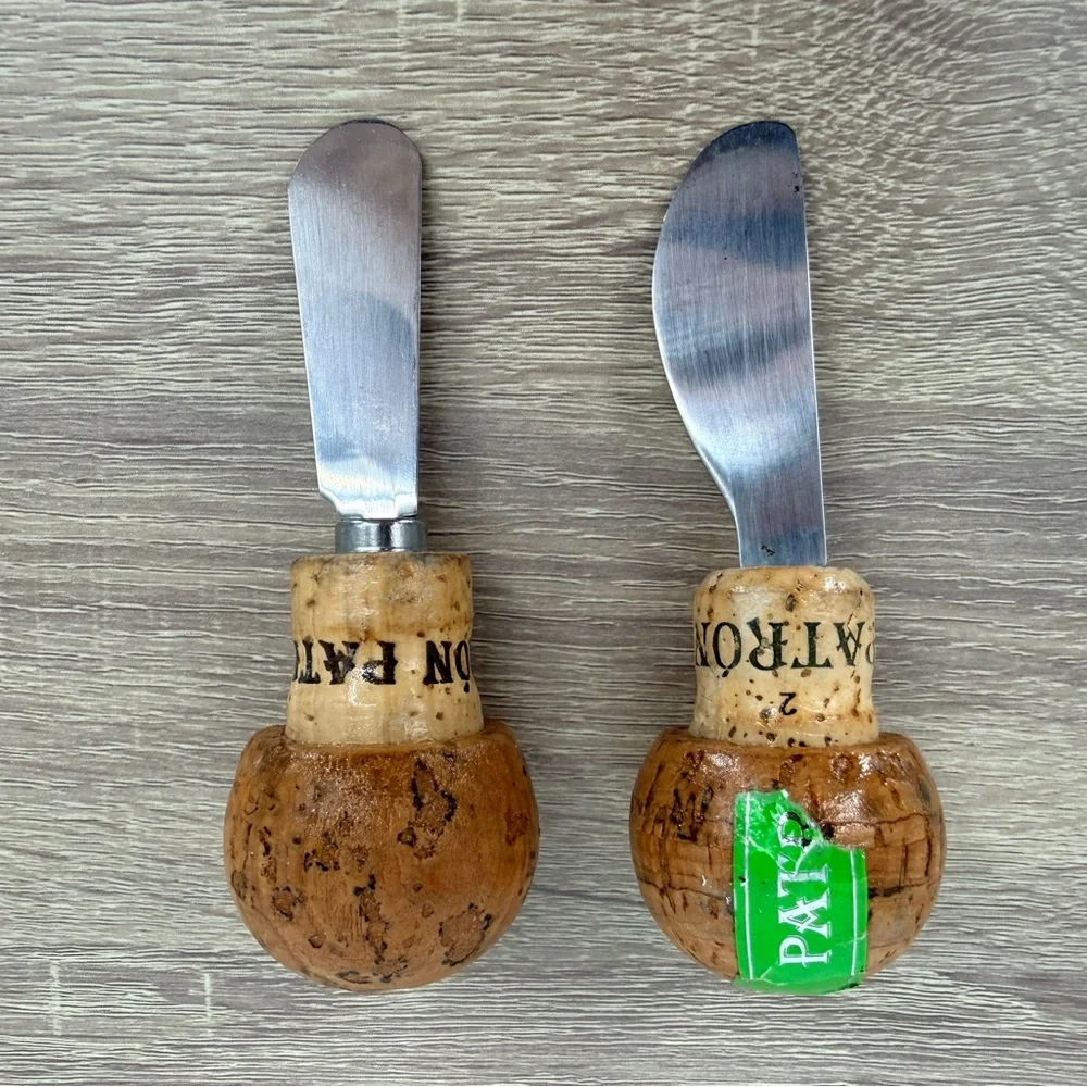 2pc Patron Tequila Cork Handle Cheese Spreaders - Upcycled Barware Butter Knives